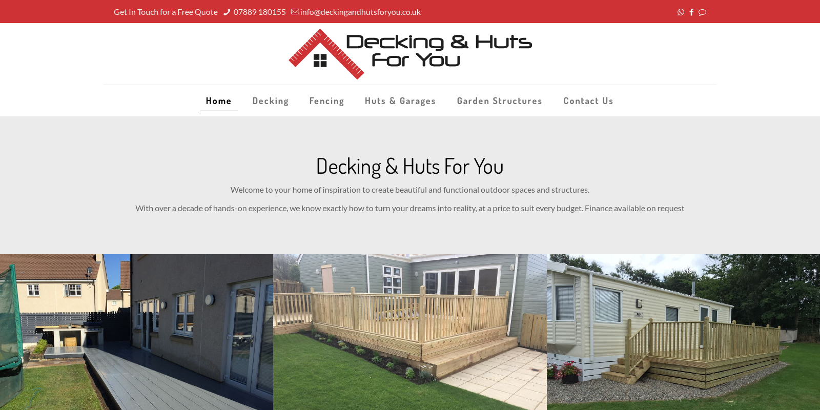 Preview of https://www.deckingandhutsforyou.co.uk/