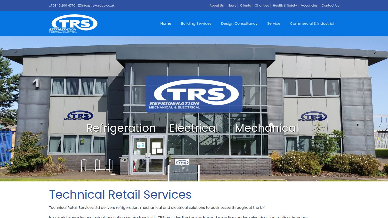 Screenshot of the Technical Retail Services website