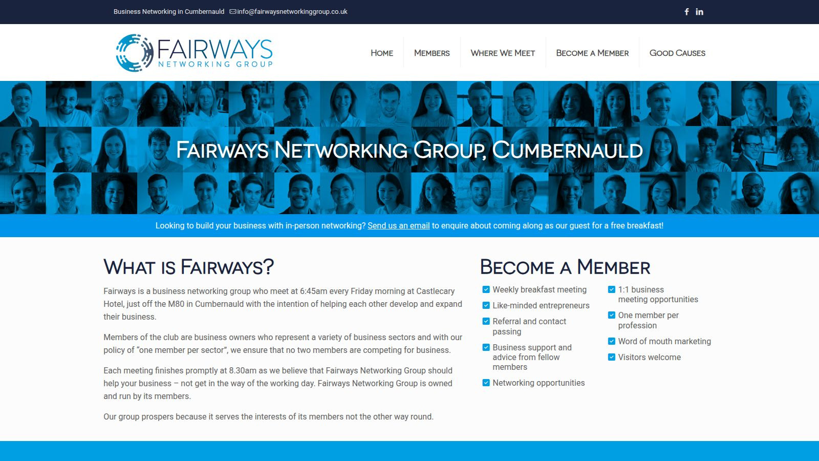 Screenshot of the Fairways Networking Group website