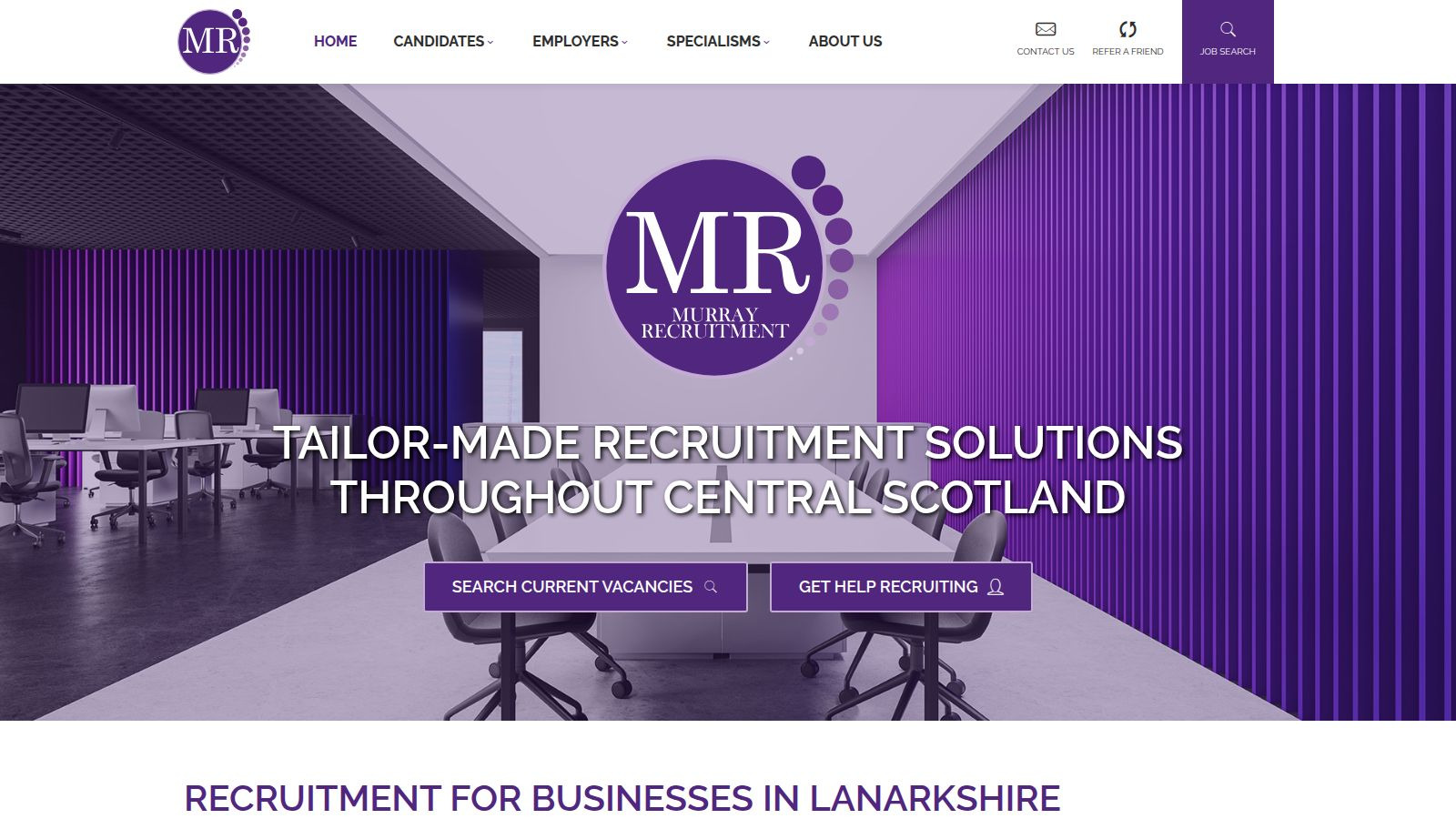 Screenshot of the Murray Recruitment website