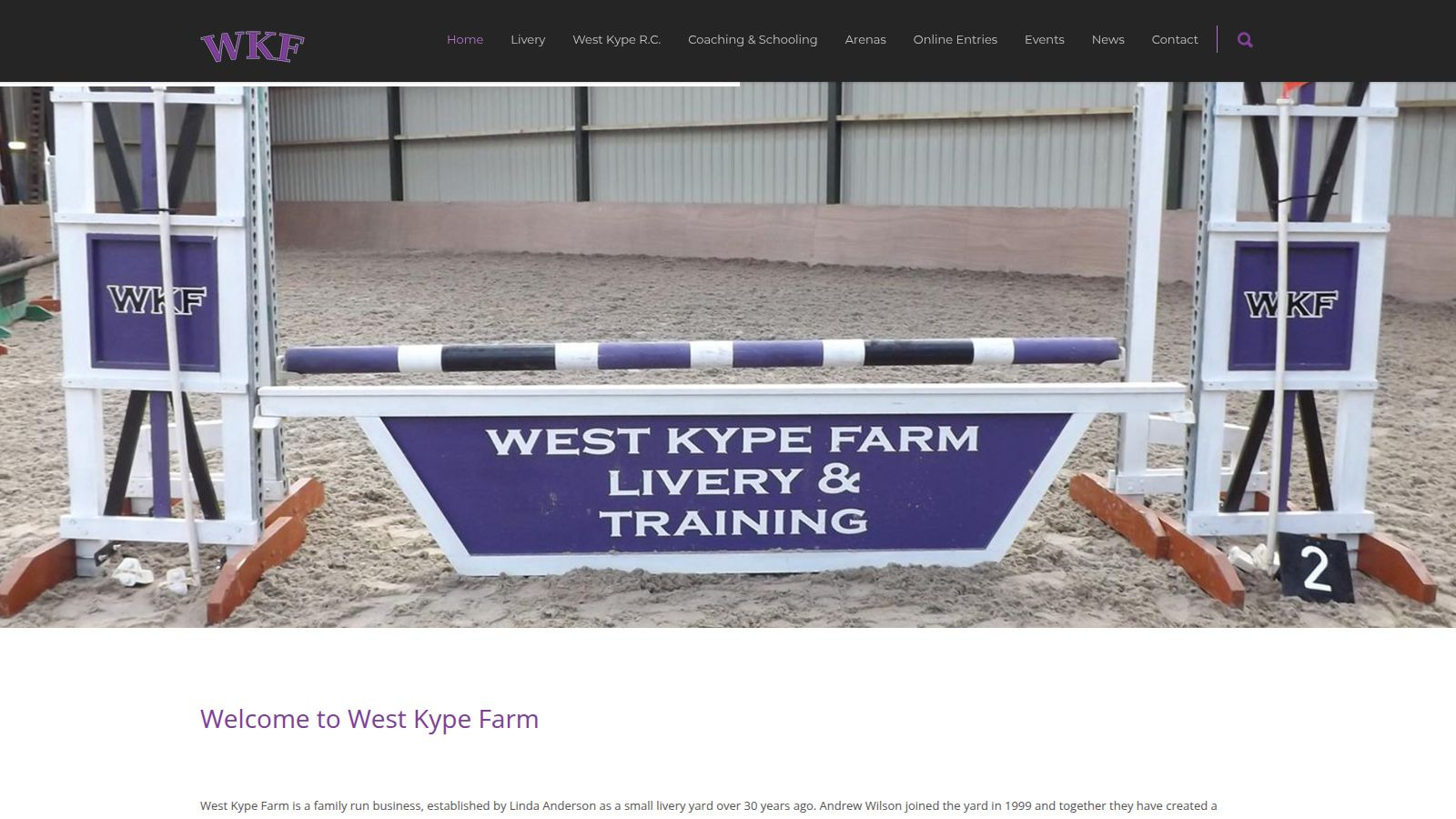 Screenshot of the West Kype Farm website