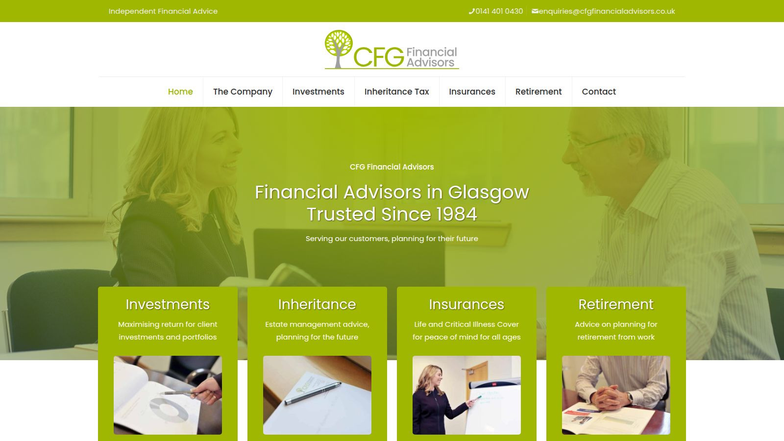 Screenshot of the CFG Financial Advisors website