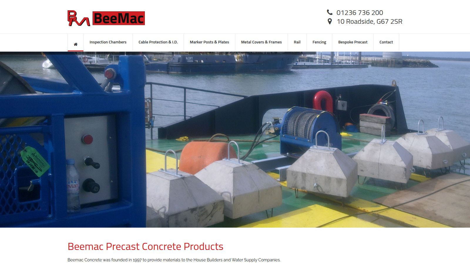 Screenshot of the Beemac Concrete website