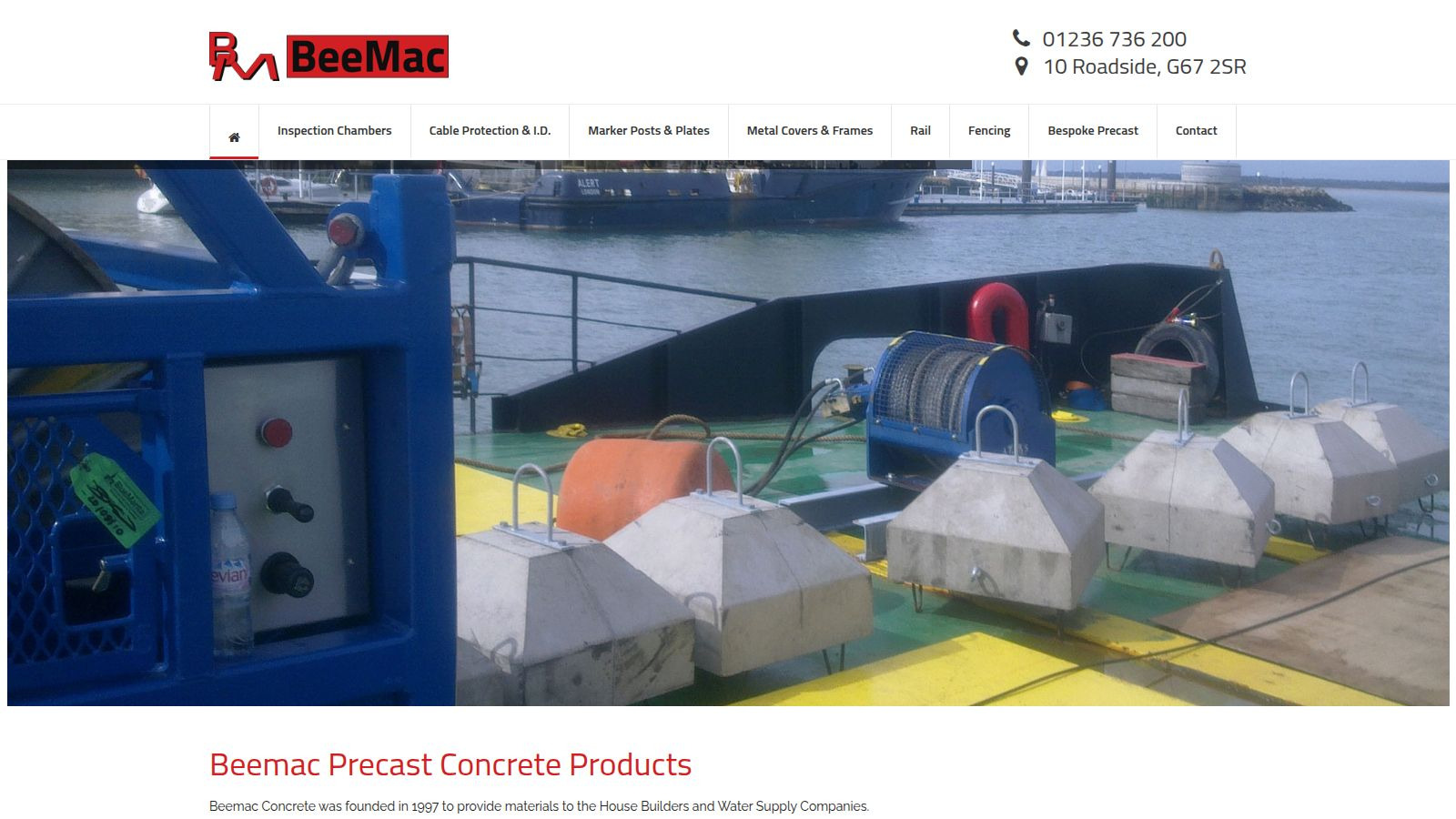 Screenshot of the Beemac Concrete website