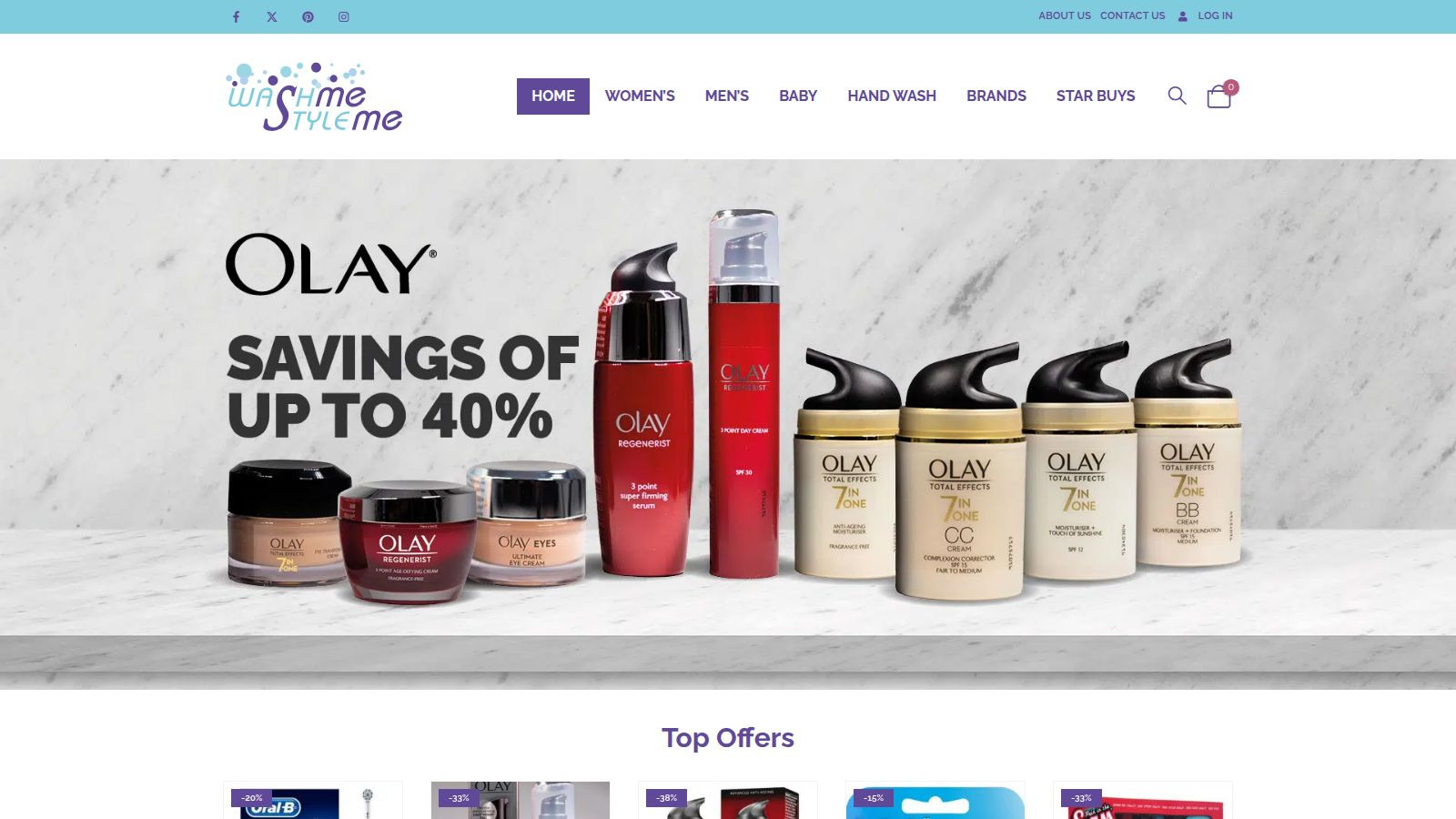 Screenshot of the Wash Me Style Me website