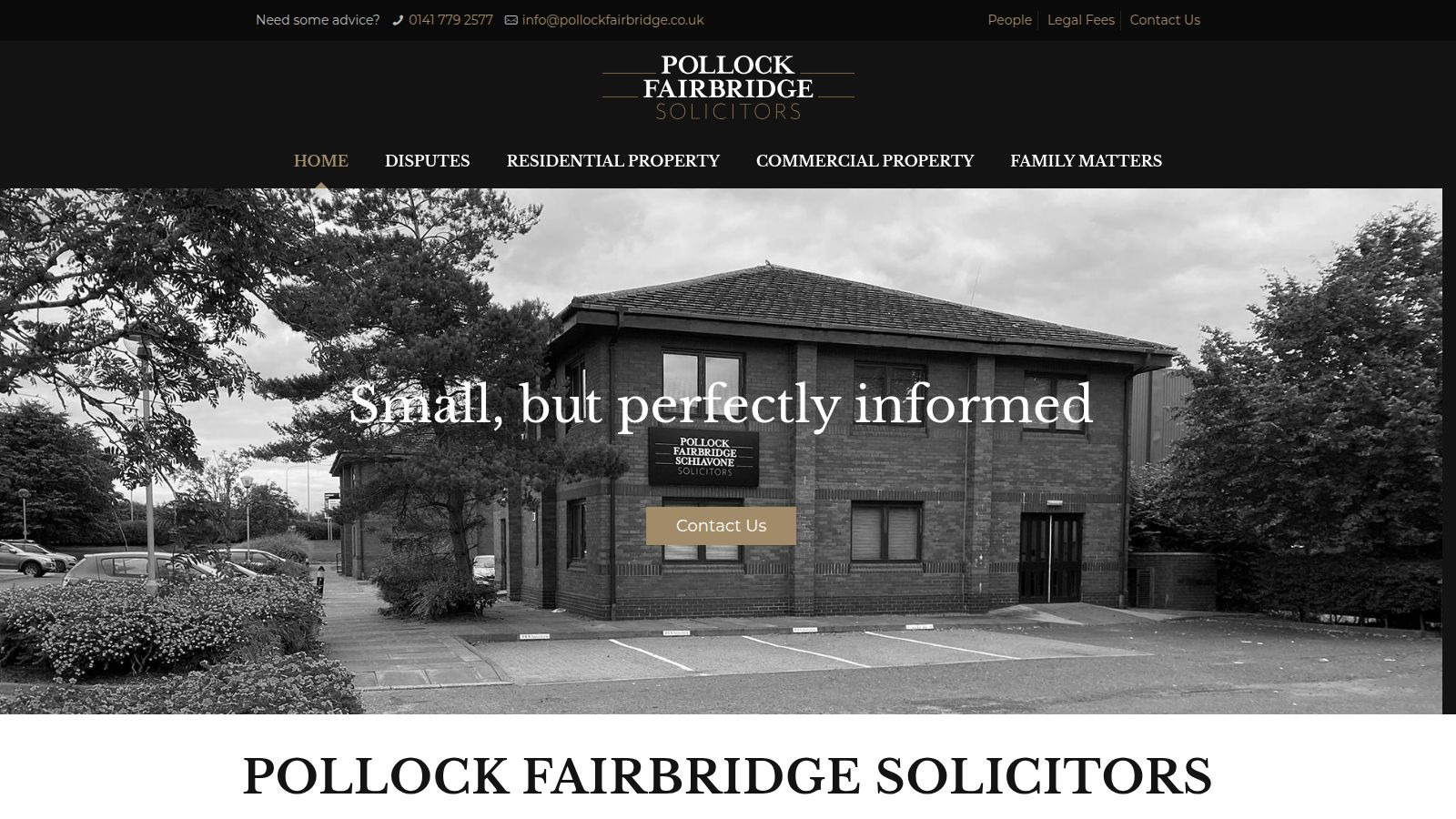 Screenshot of the PFS Solicitors website