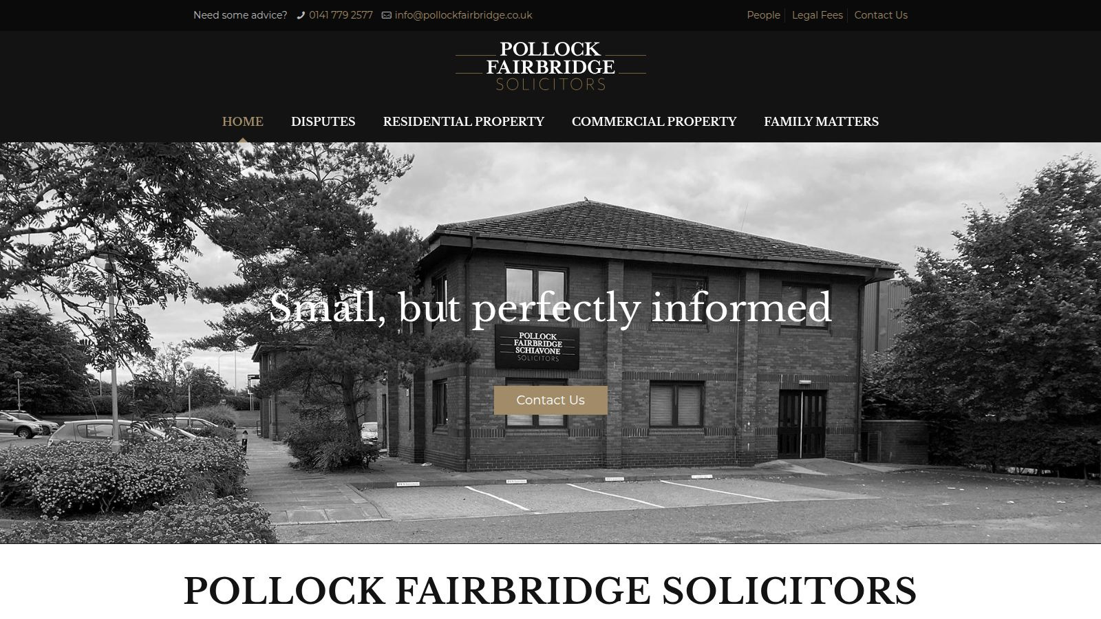 Screenshot of the PFS Solicitors website