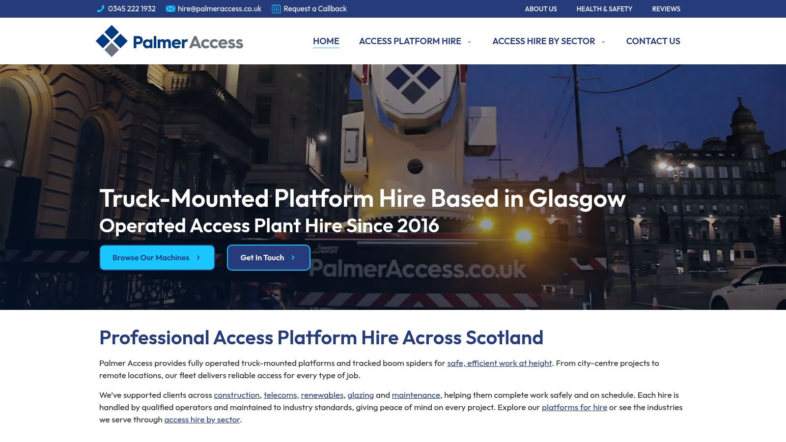 Screenshot of the Palmer Access website