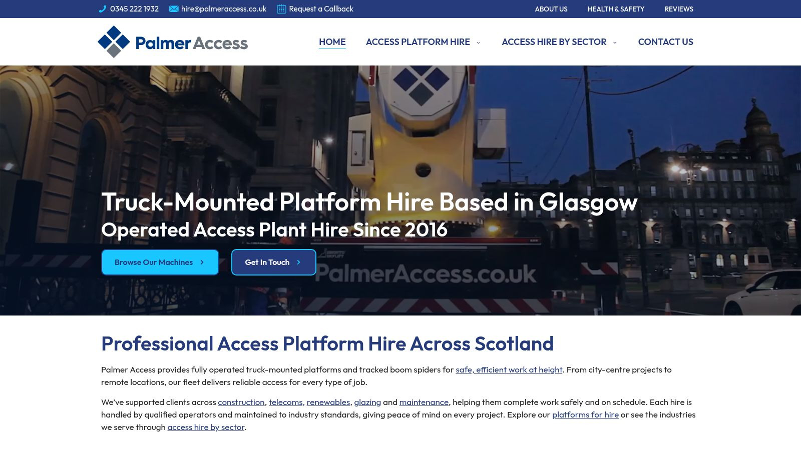 Screenshot of the Palmer Access website
