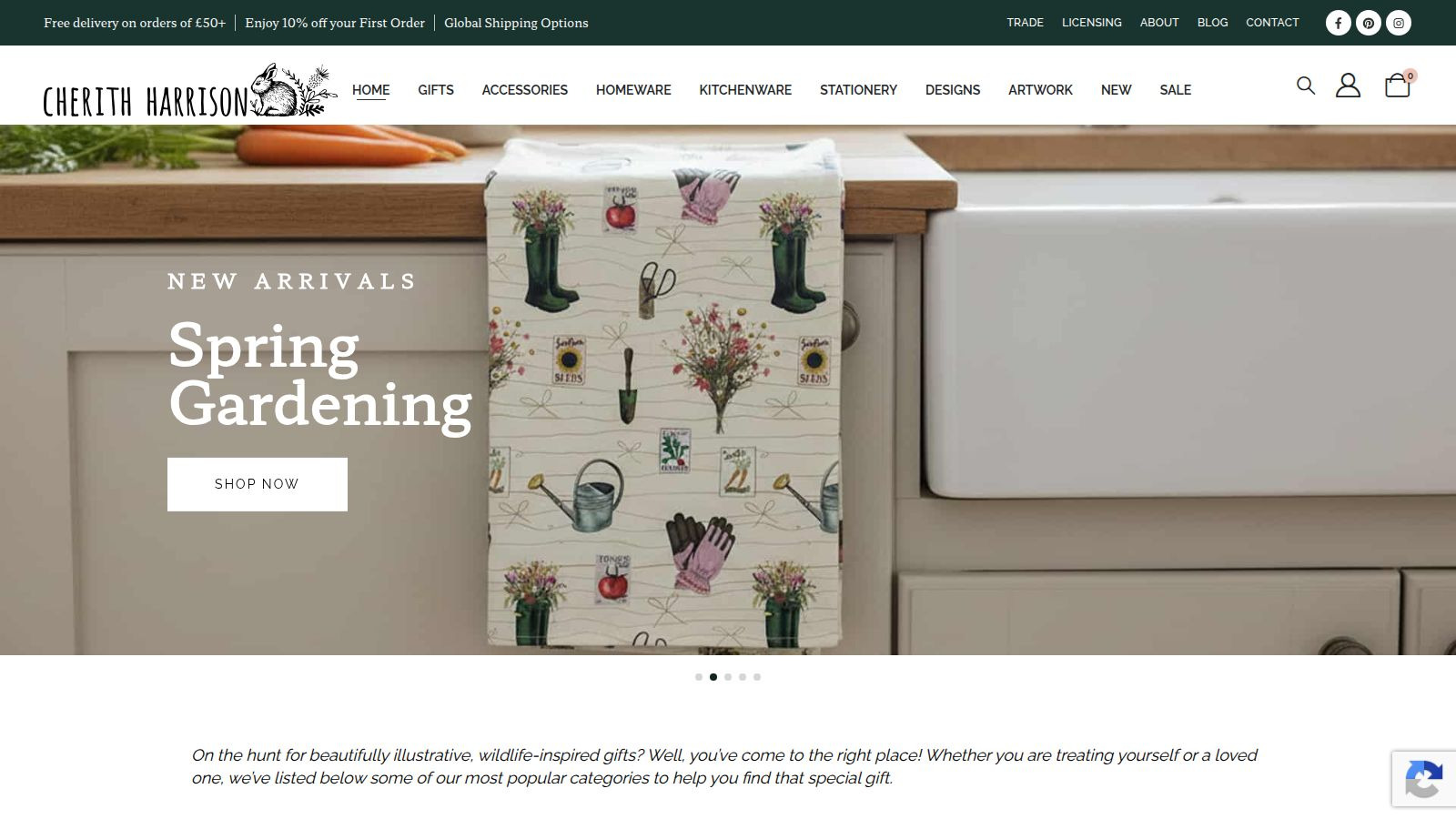 Screenshot of the Cherith Harrison website