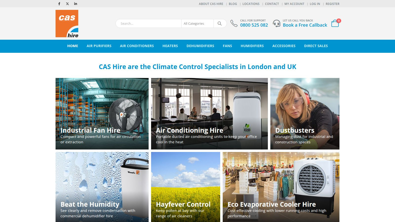 Screenshot of the CAS Hire website