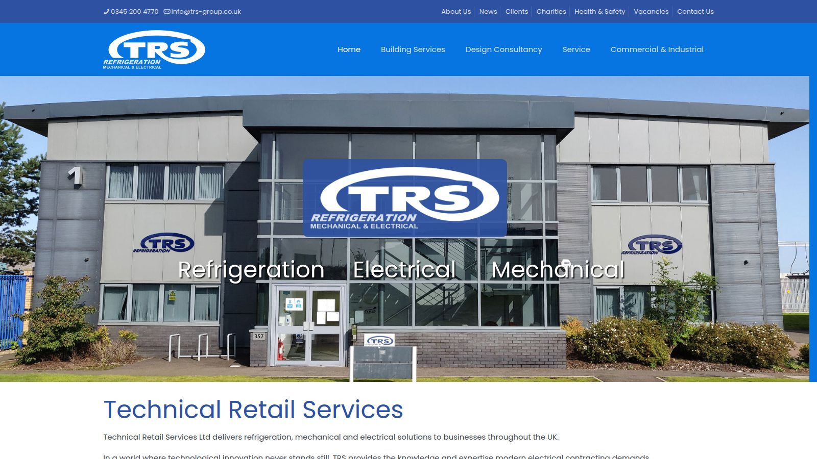 Screenshot of the TRS Group website