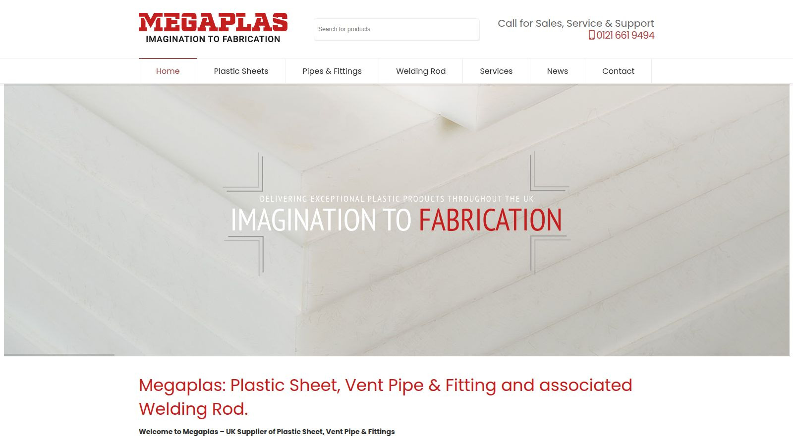 Screenshot of the Megaplas website