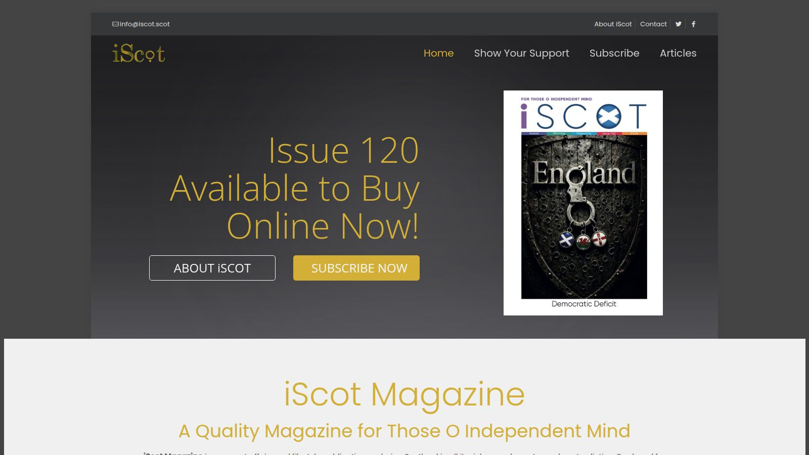 Screenshot of the iScot Magazine website