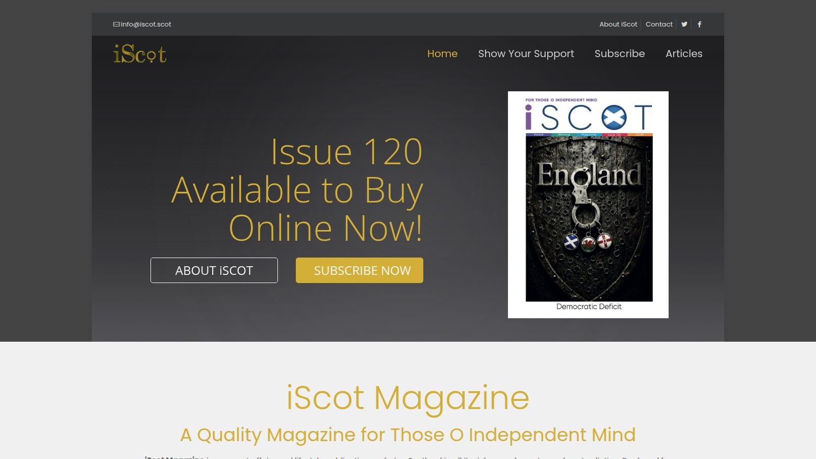 Screenshot of the iScot Magazine website