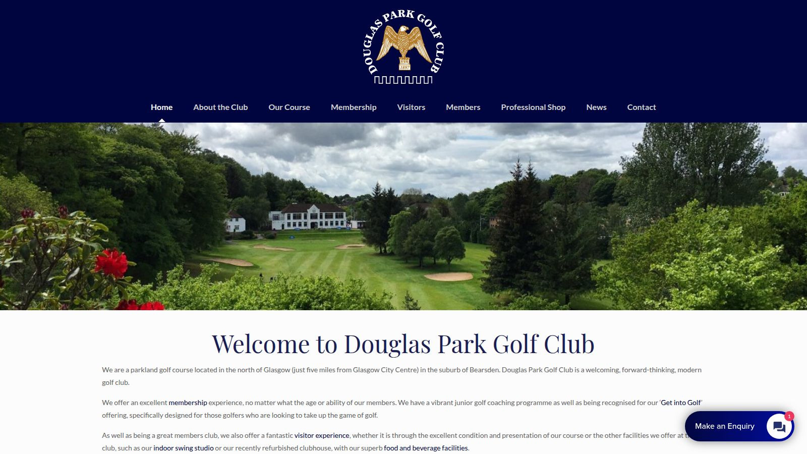 Screenshot of the Douglas Park Golf Club website