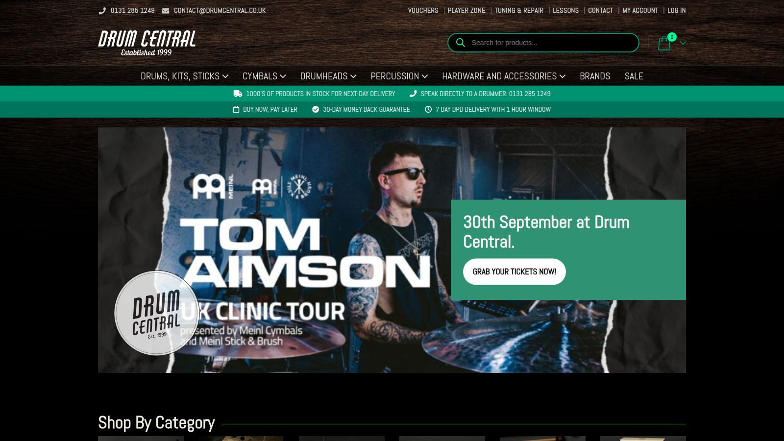 Screenshot of the Drum Central website