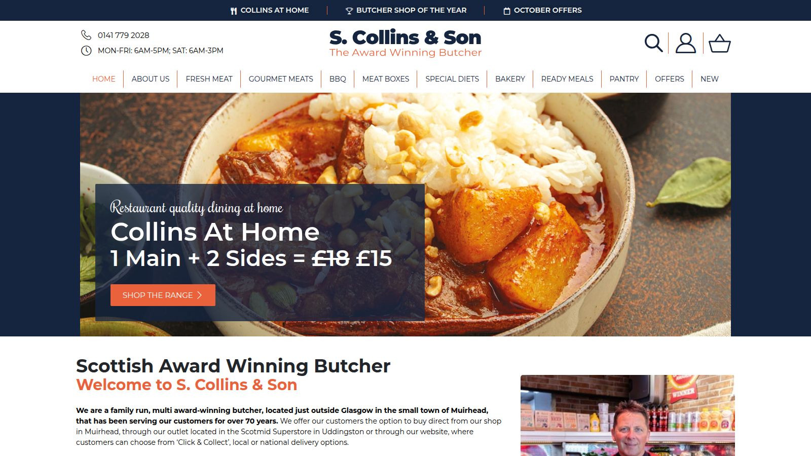 Screenshot of the S. Collins & Son website