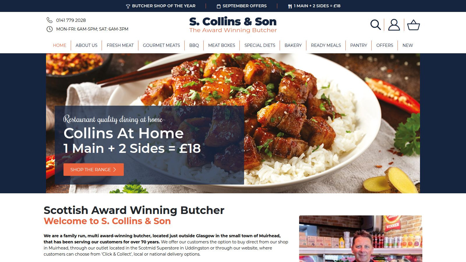 Screenshot of the S. Collins & Son website