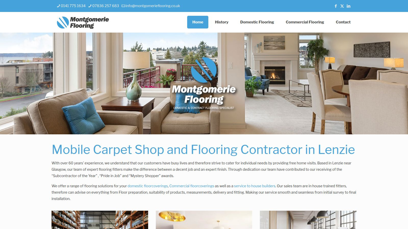 Screenshot of the Montgomerie Flooring website