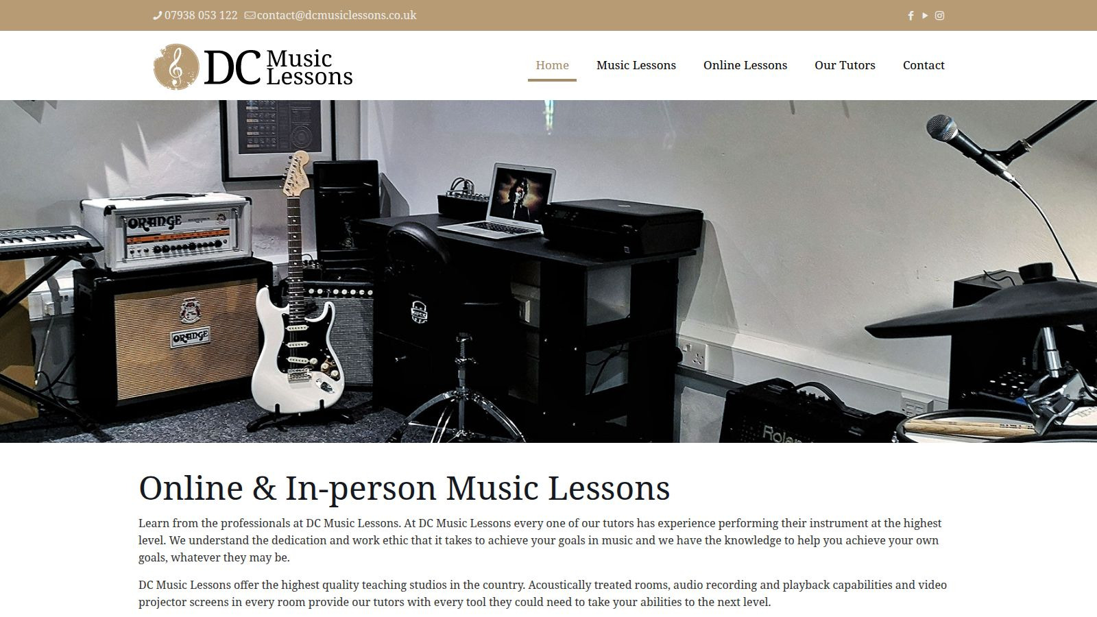 Screenshot of the DC Music Lessons website