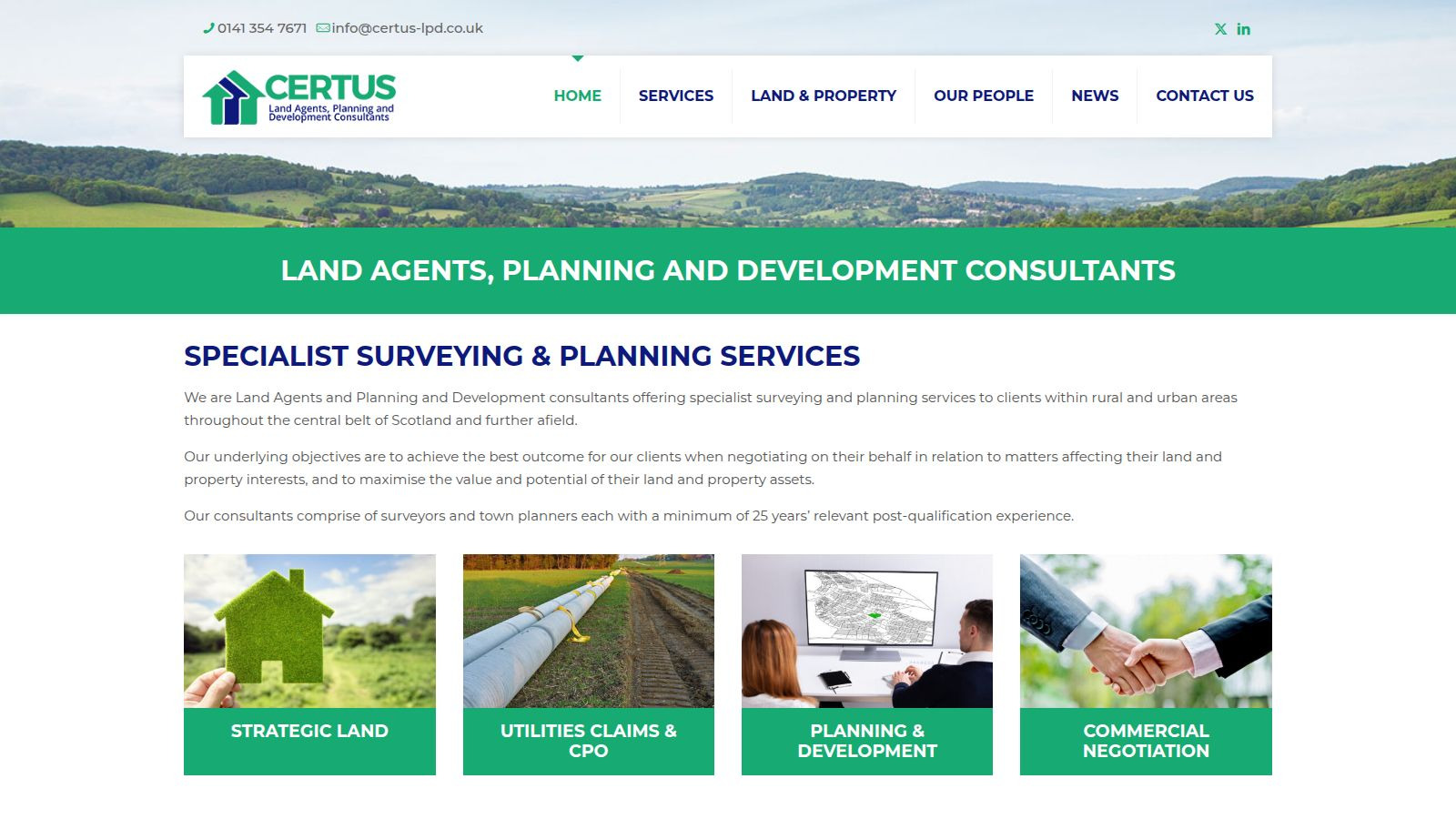 Screenshot of the Certus LPD website