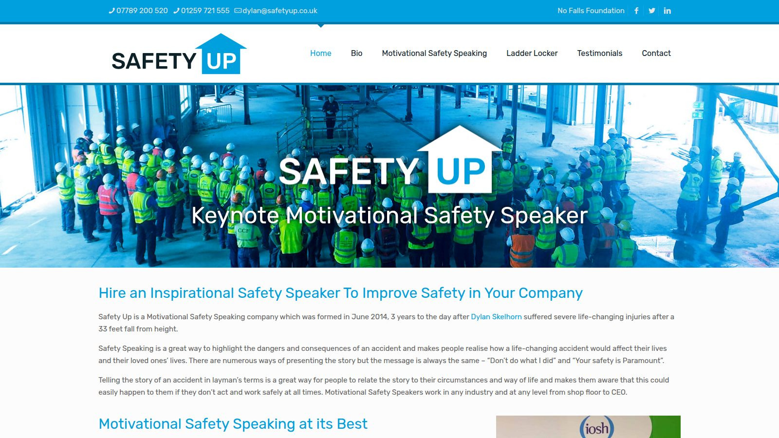 Screenshot of the Safety Up website