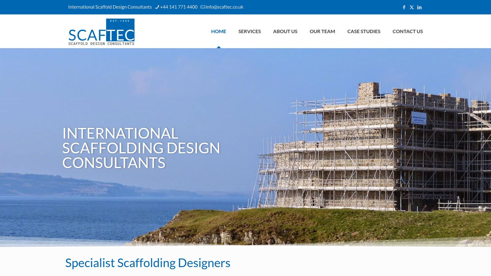 Screenshot of the Scaftec website