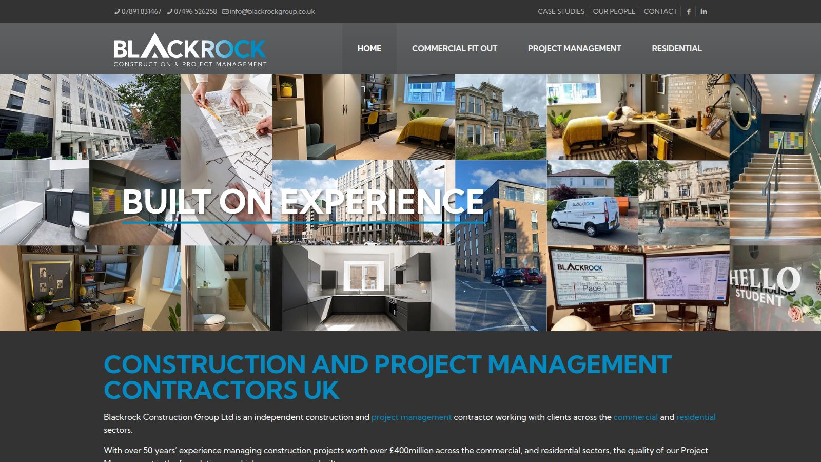 Screenshot of the Blackrock Construction website