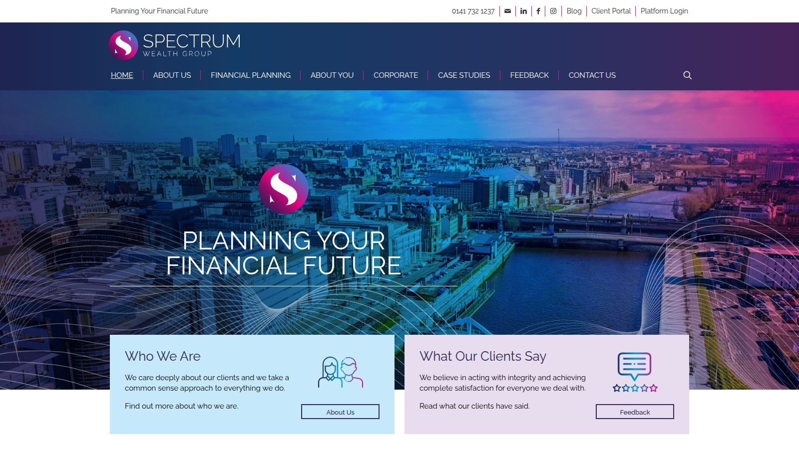 Screenshot of the Spectrum Wealth Group website