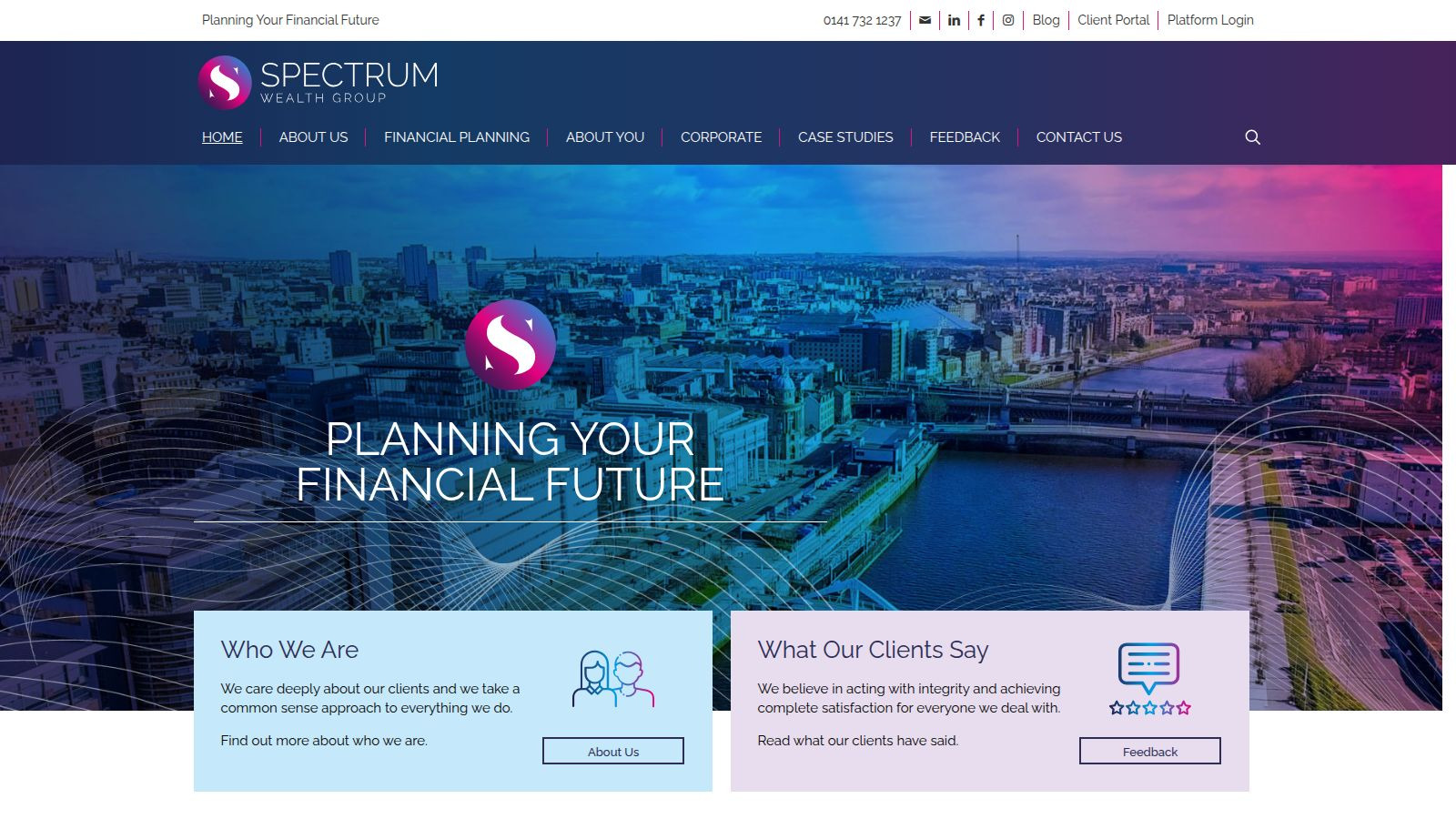 Screenshot of the Spectrum Wealth Group website