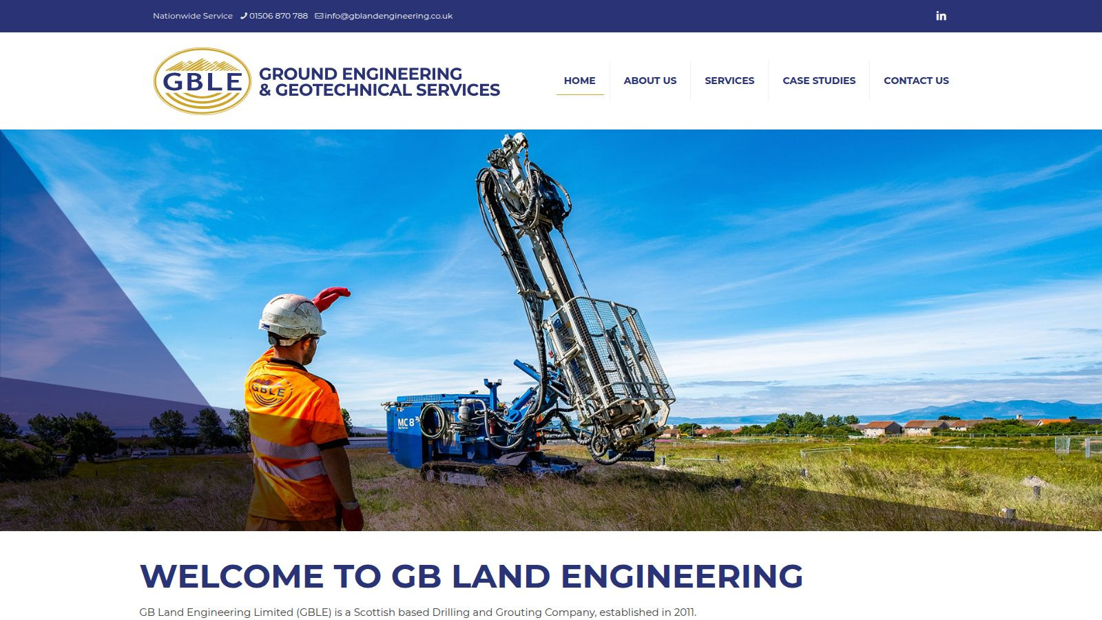 Screenshot of the GB Land Engineering website