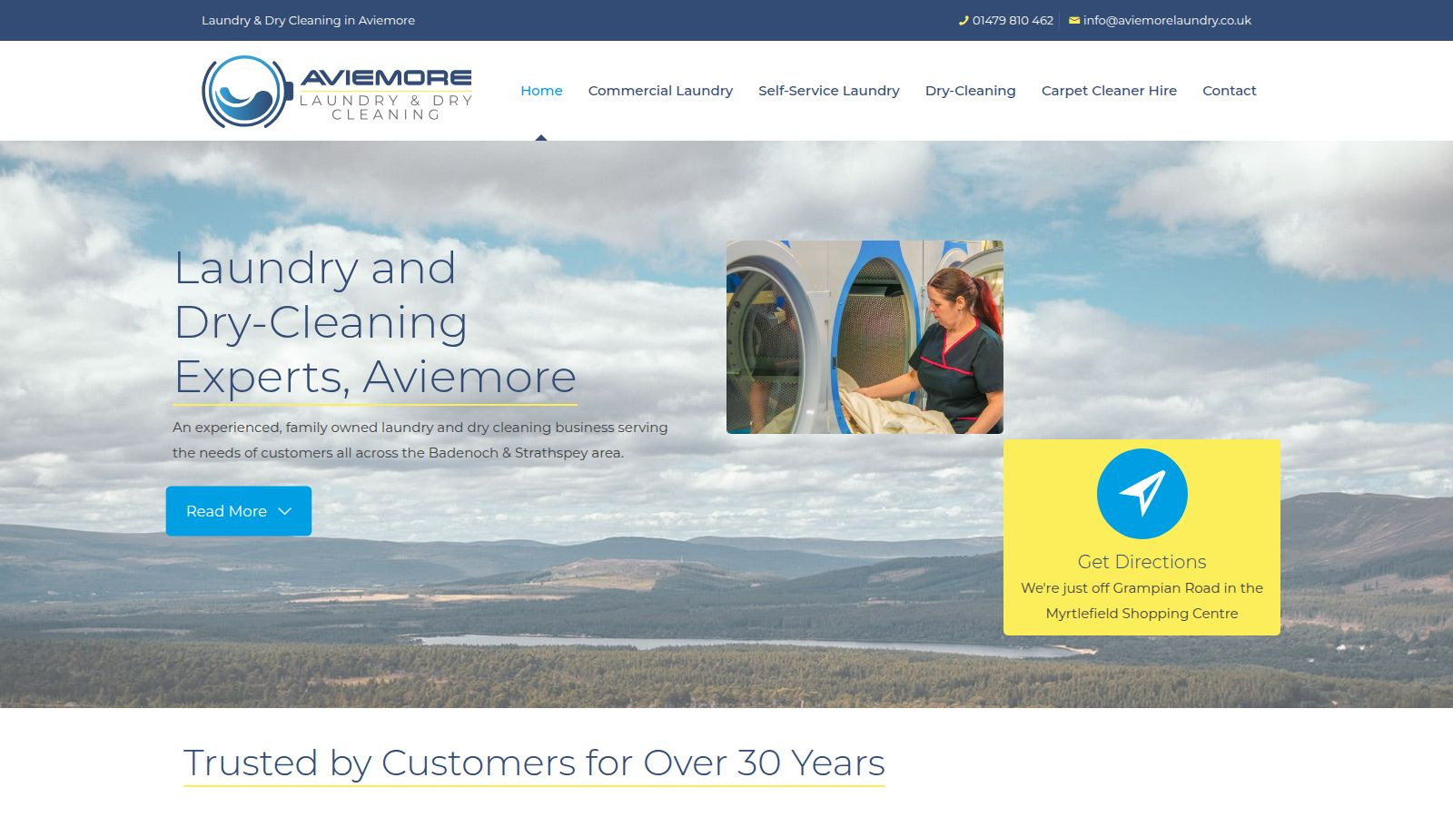 Screenshot of the Aviemore Laundry website