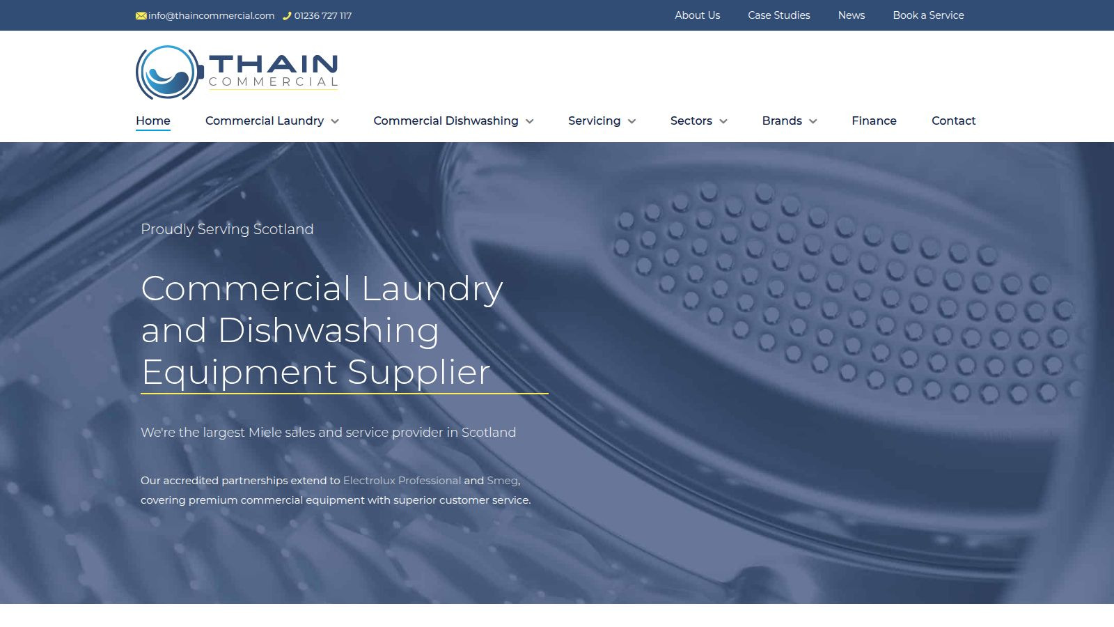 Screenshot of the Thain Commercial website