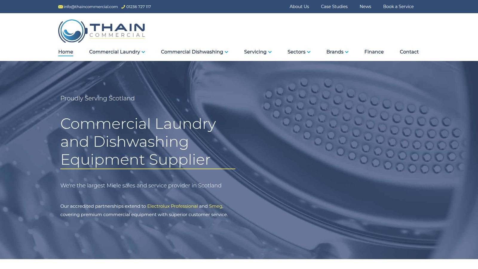 Screenshot of the Thain Commercial website