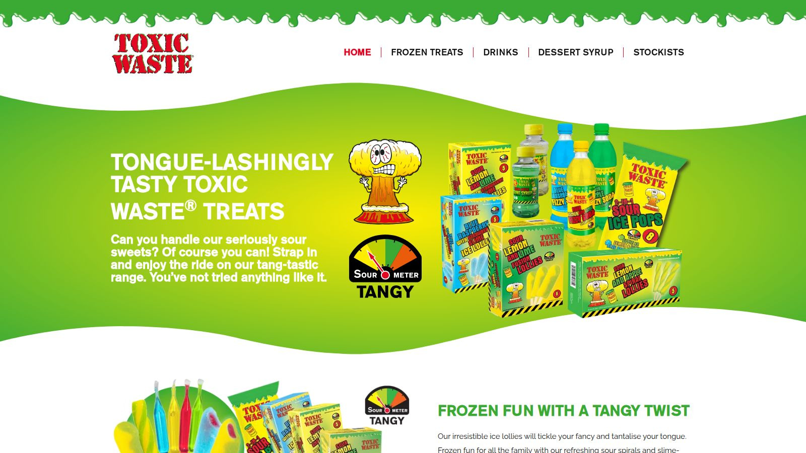 Screenshot of the Toxic Waste Treats website