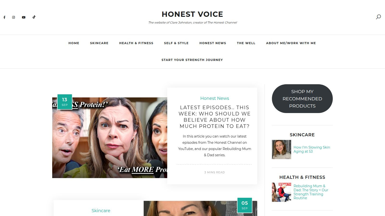 Screenshot of the Honest Content website