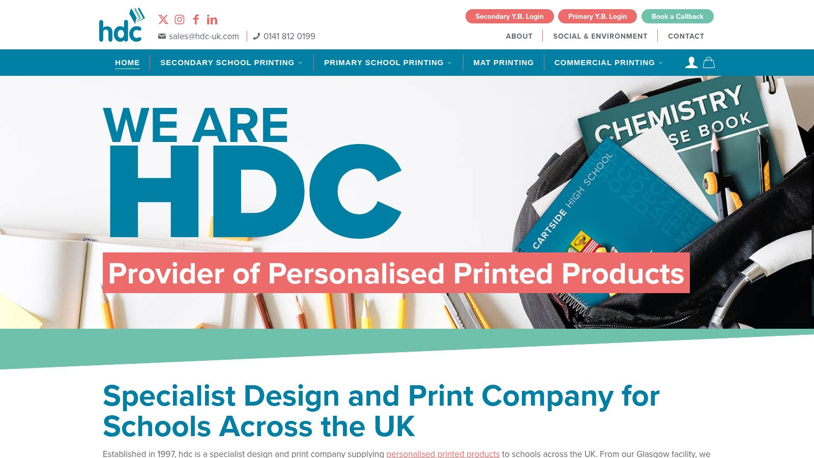 Screenshot of the hdc UK website