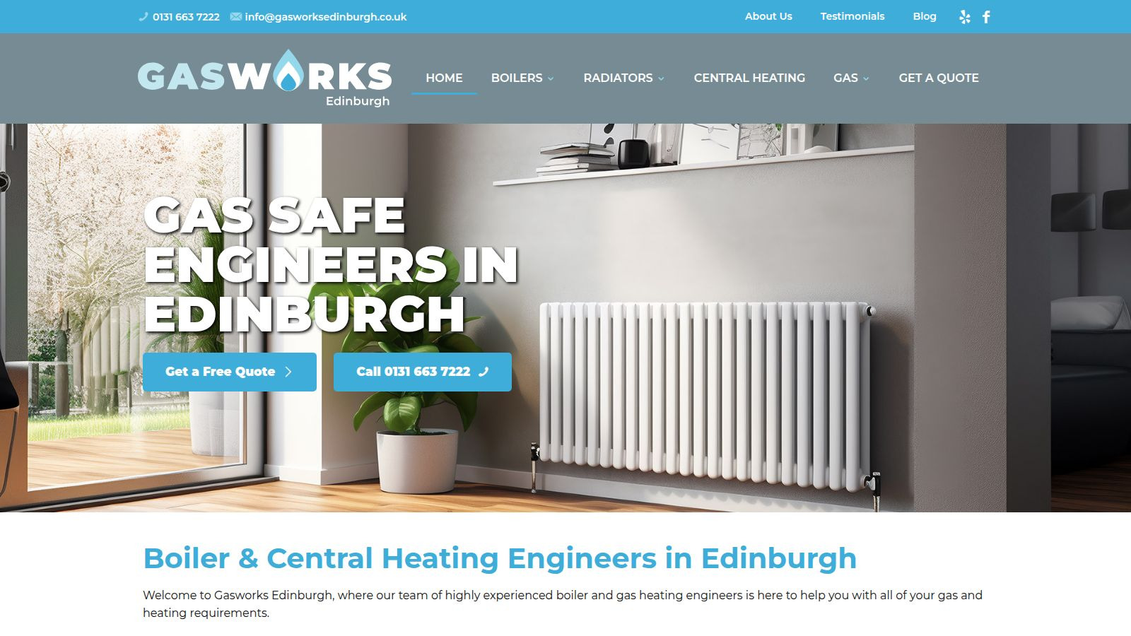 Screenshot of the Gasworks Edinburgh website