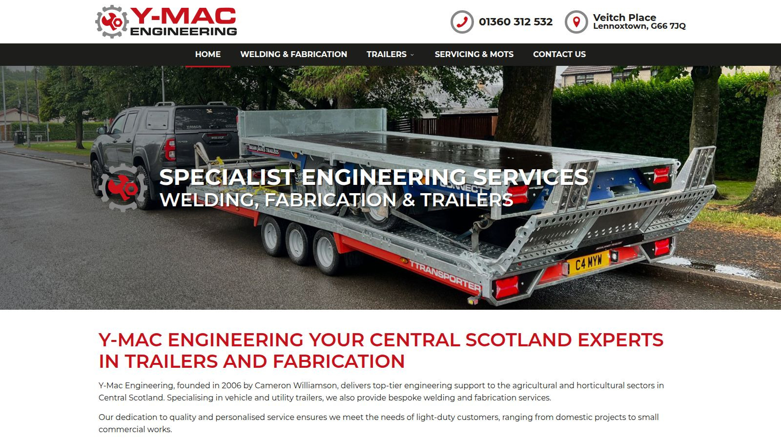 Screenshot of the Y-Mac Engineering website